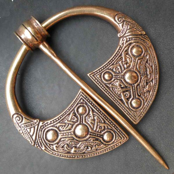 Finely decorated garment pin - bronze celtic brooch