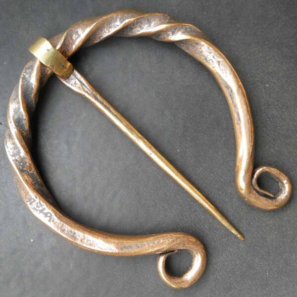 Large garment pin - solid bronze brooch