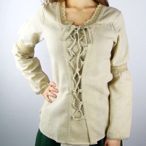 Lace-up blouse - Hemp