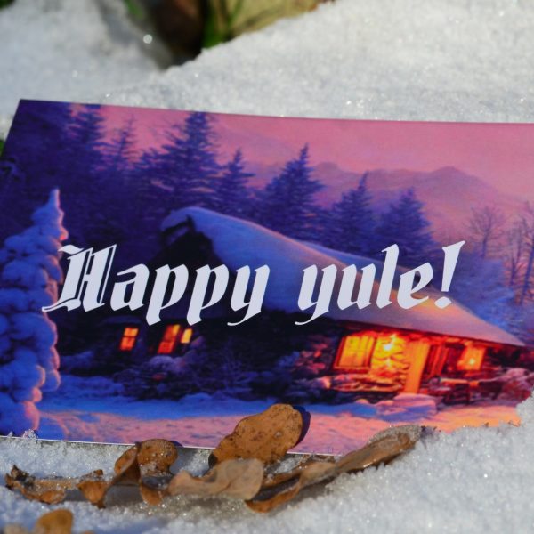 “Happy yule” postcards